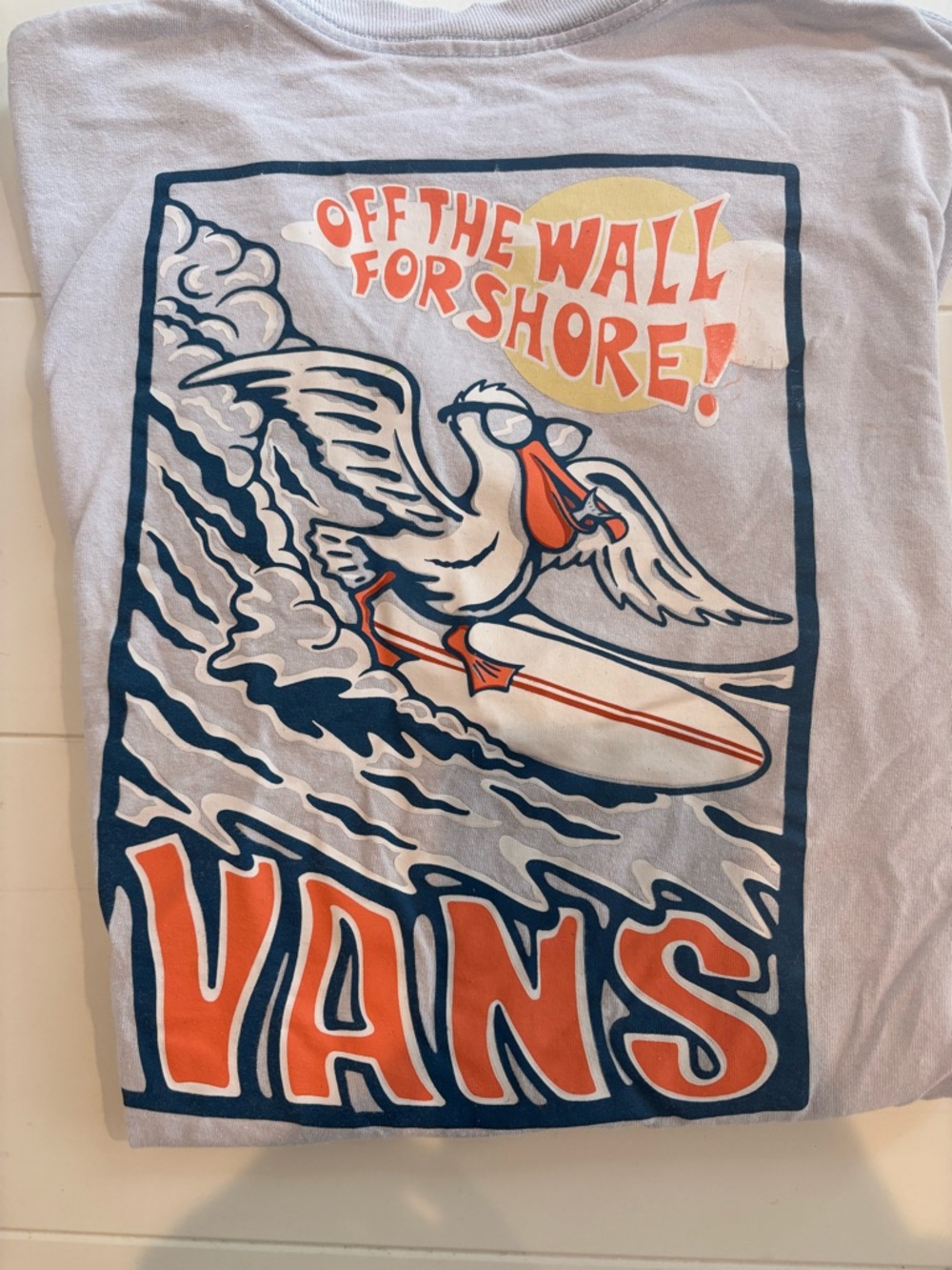Vans White T‑Shirt with Navy and Orange Surf Graphic Tee